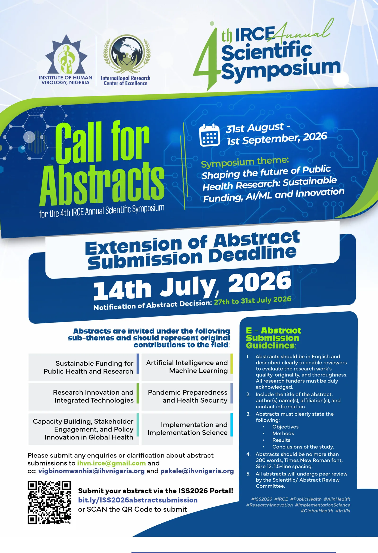2026 Symposium abstract extension