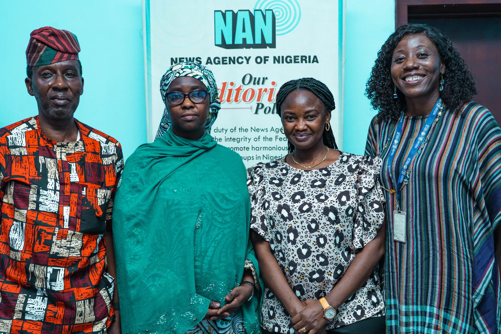 L-R NAN Deputy Editor in Chief, Mr. Wole Sogunle, NAN Editor-in-Chief, Mrs. Hadiza Mohammed Aliyu, NAN Senior Health Reporter, Justina Auta and IHVN IEC Manager, Ms Blessing Ukpabi 