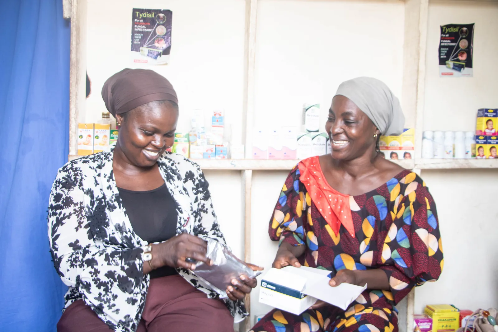 Mentor Mother Jumma Yusuf guiding Traditional Birth Attendant,  Adama Mohammed on the use of test kits.