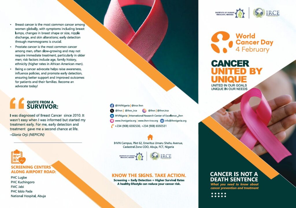 Pamplets Cancer Example World Cancer Day Pamphlet - IHV NIGERIA.org